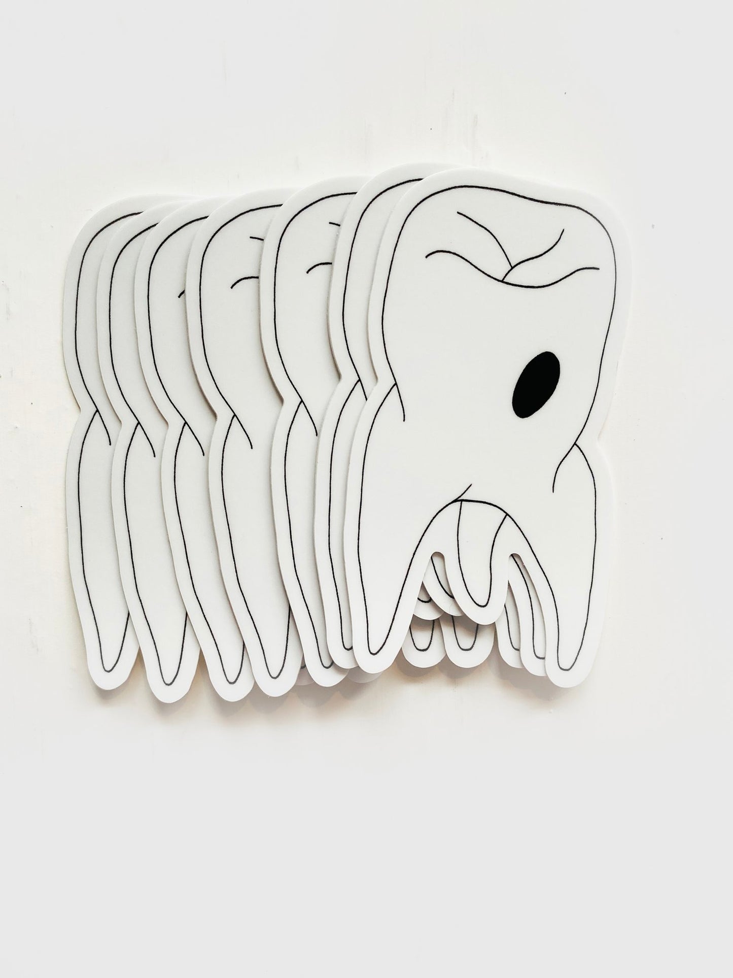 Tooth Waterproof Vinyl Sticker, 1.7” x 3”