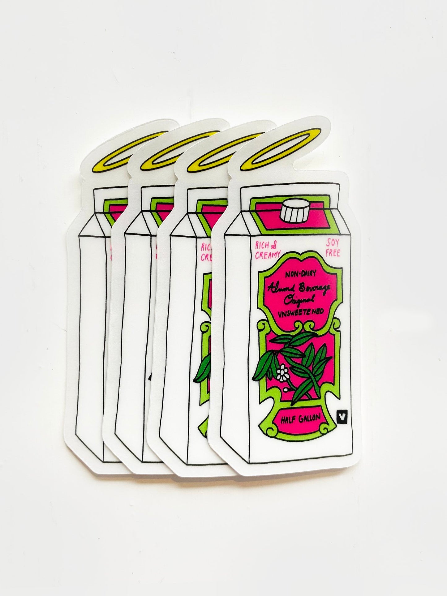 Almond Milk Waterproof Vinyl Sticker, 1.3” x 3”