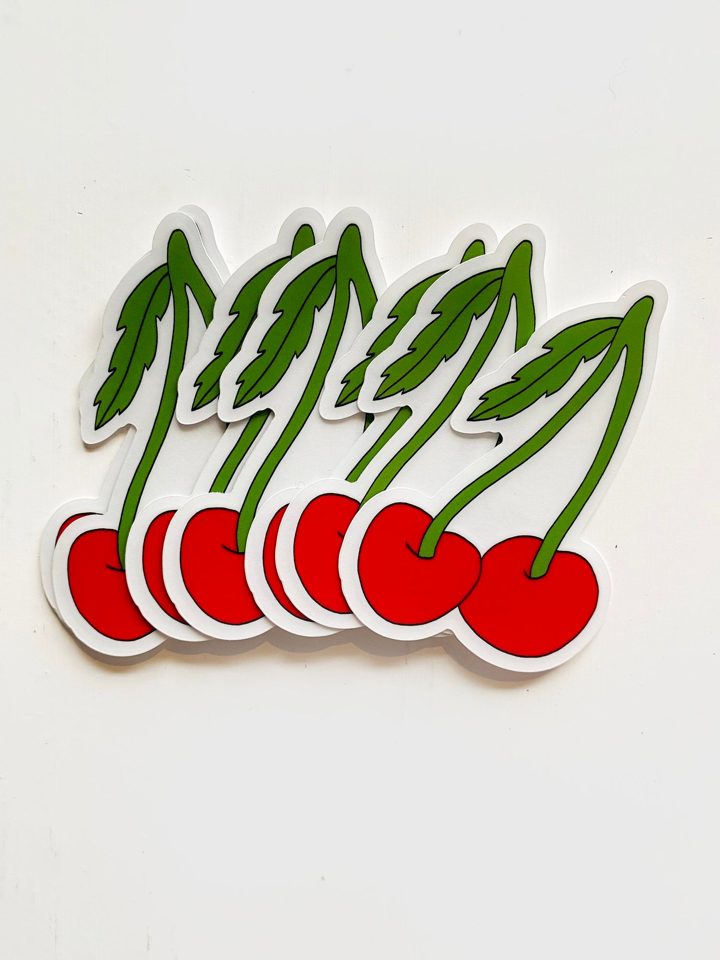 Cherry Waterproof Vinyl Sticker, 1.4” x 3”