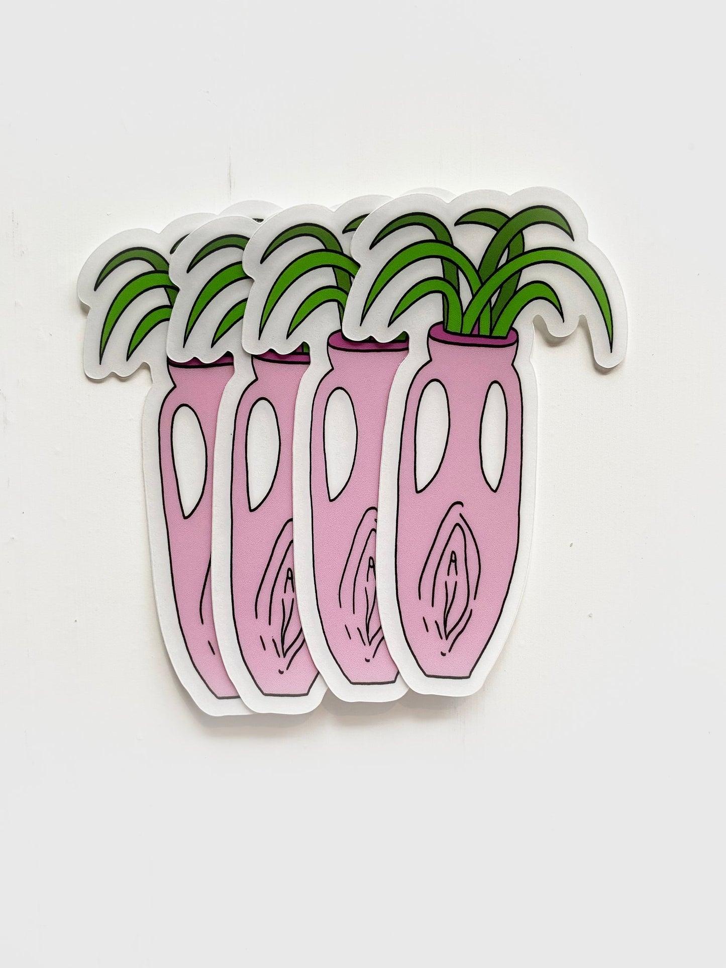 Vulva Vase Waterproof Vinyl Sticker, 1.7” x 3”