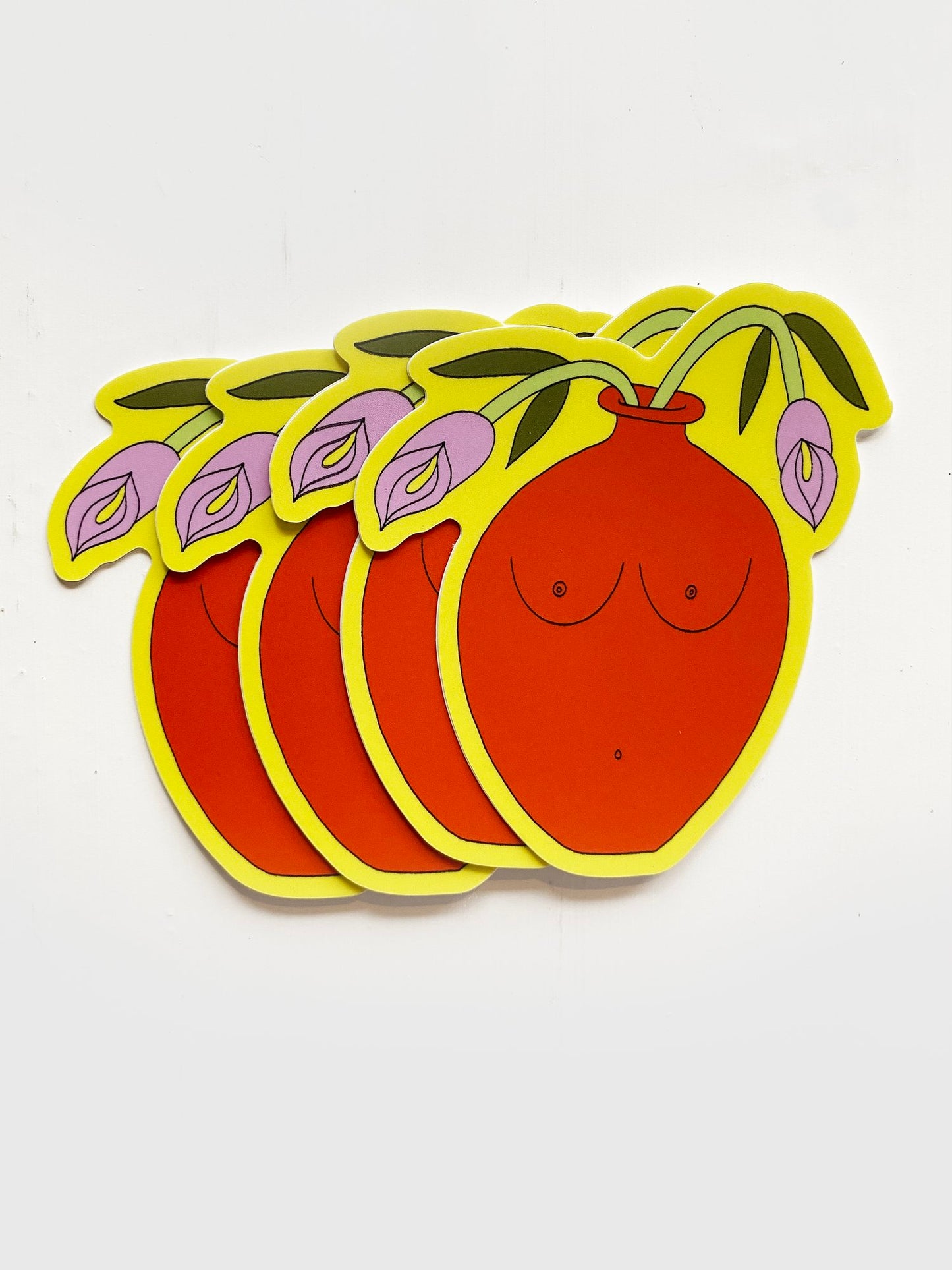 Boob Vase Waterproof Vinyl Sticker, 2.6” x 3”