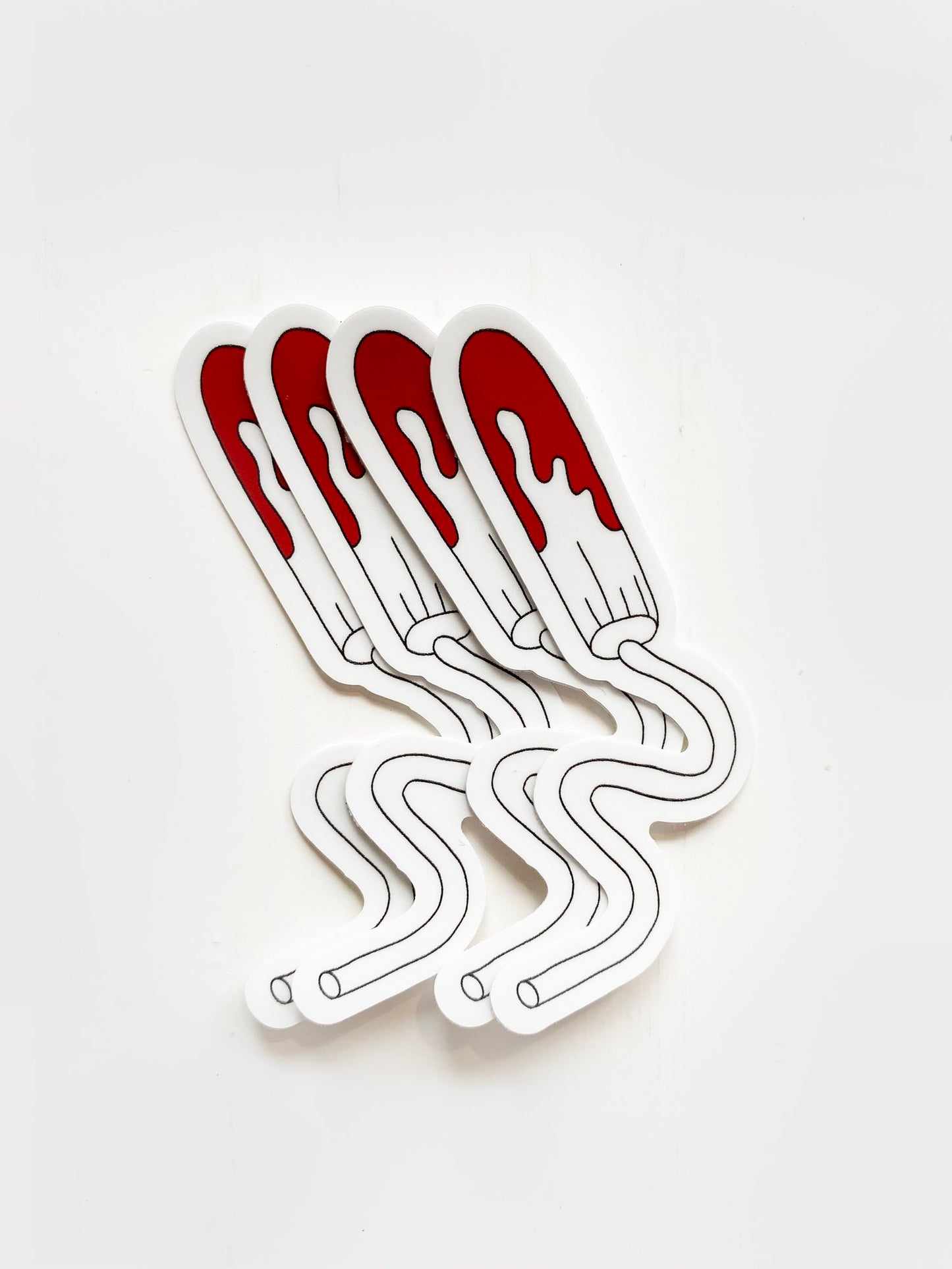 Bloody Tampon Waterproof Vinyl Sticker, 3” x 1.8”
