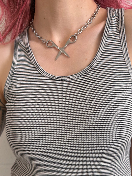 Scissor Necklace in Silver