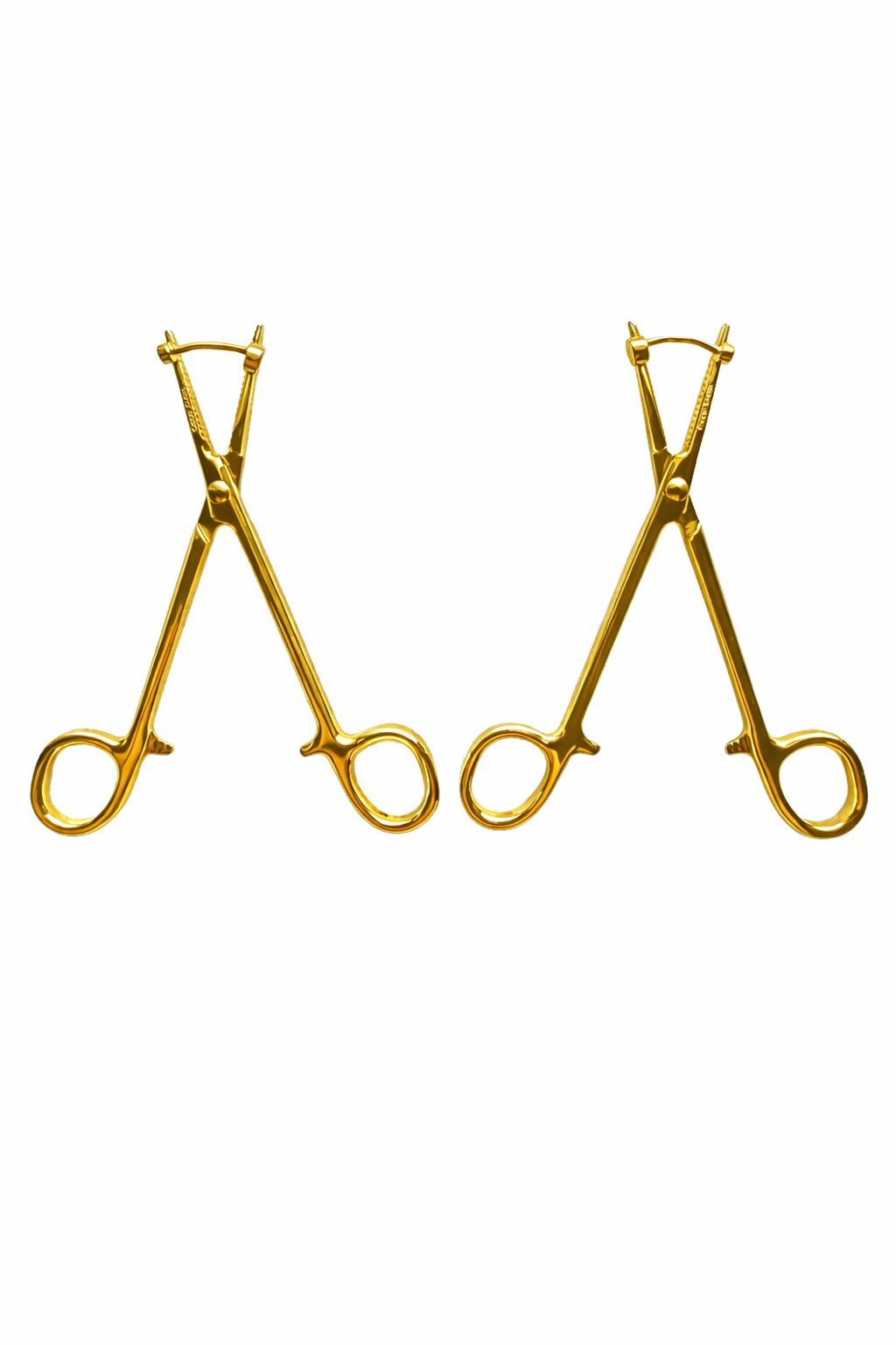 Hemostat Earrings in Gold
