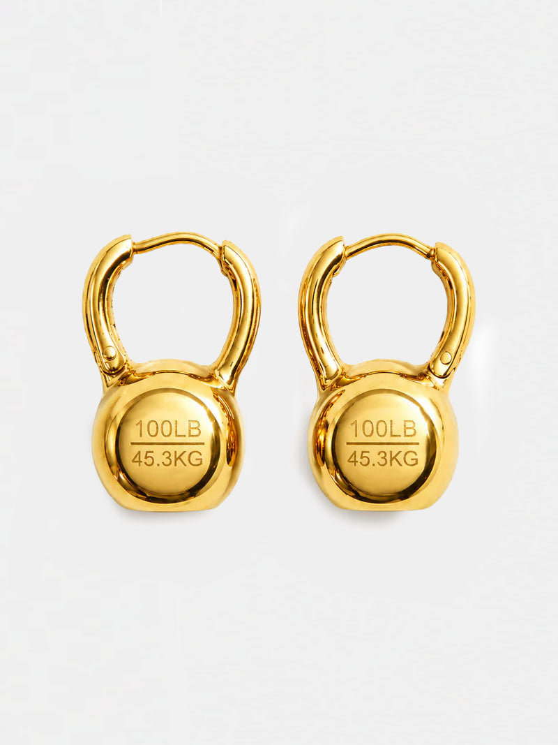 Kettlebell Earrings in Gold