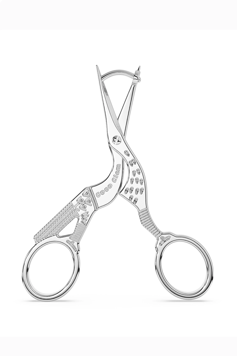 Stork Scissor Earrings in Silver