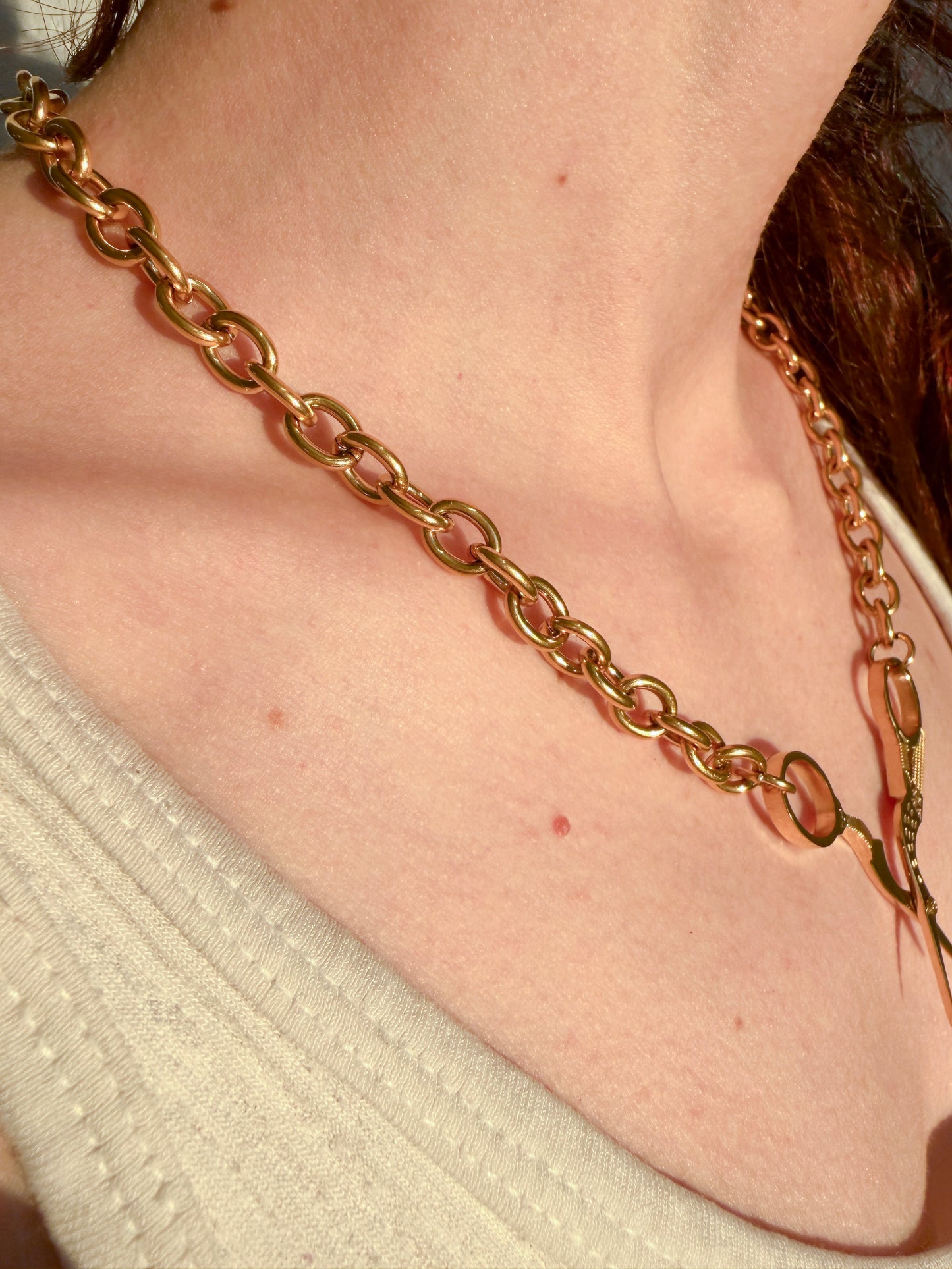 Stork Scissor Necklace in Gold