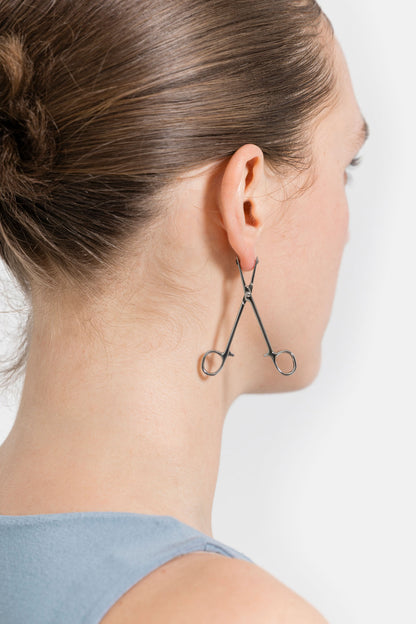 Hemostat Earrings in Silver