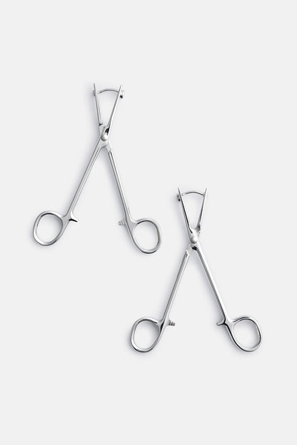 Hemostat Earrings in Silver