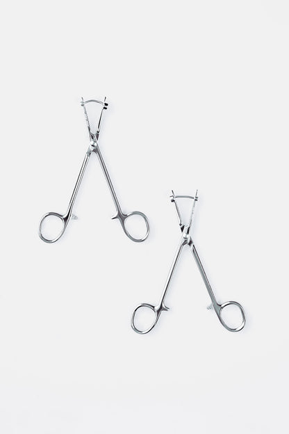 Hemostat Earrings in Silver