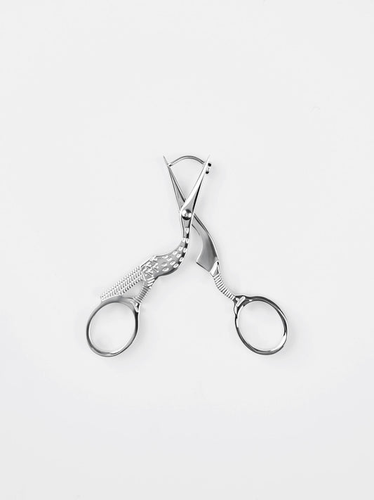 Stork Scissor Earrings in Silver