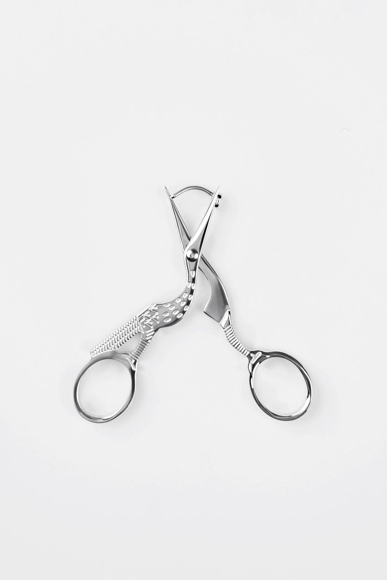 Stork Scissor Earrings in Silver