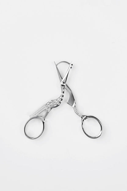 Stork Scissor Earrings in Silver