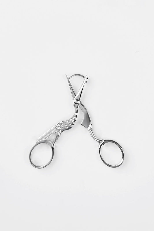 Stork Scissor Earrings in Silver