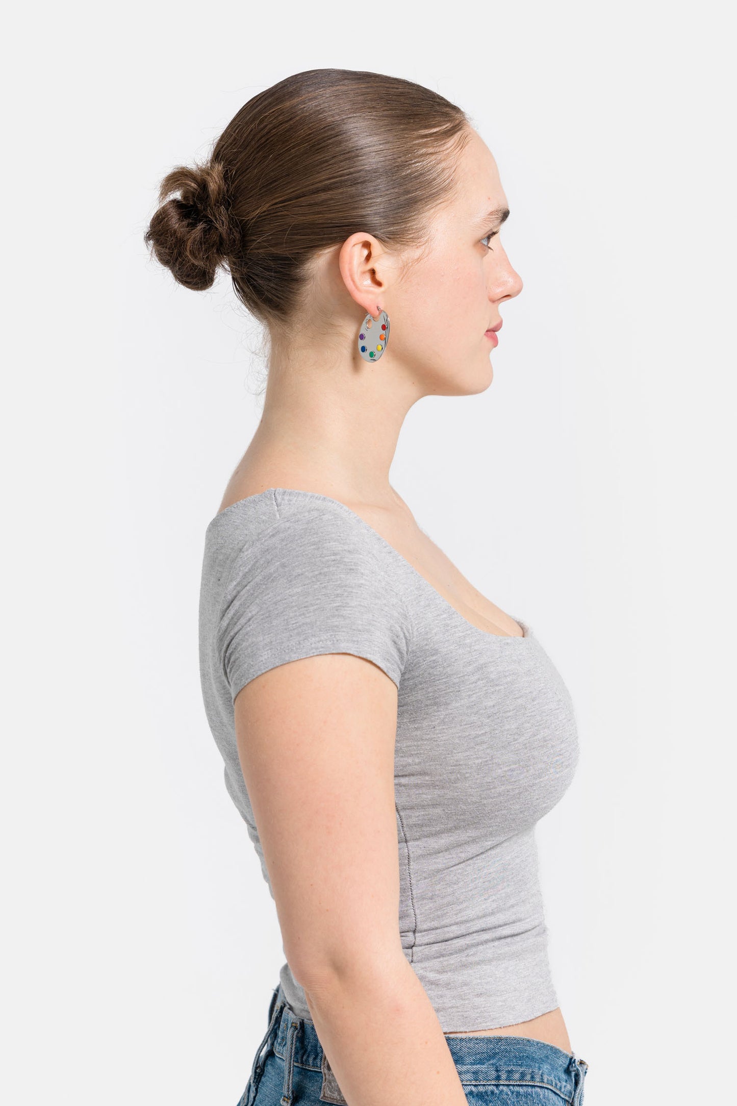Paint Palette Earrings in Silver
