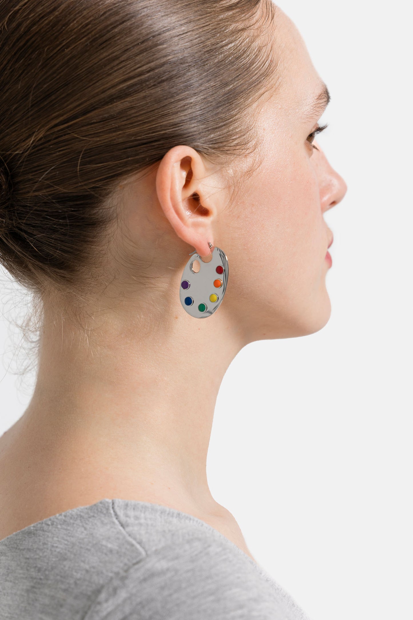 Paint Palette Earrings in Silver