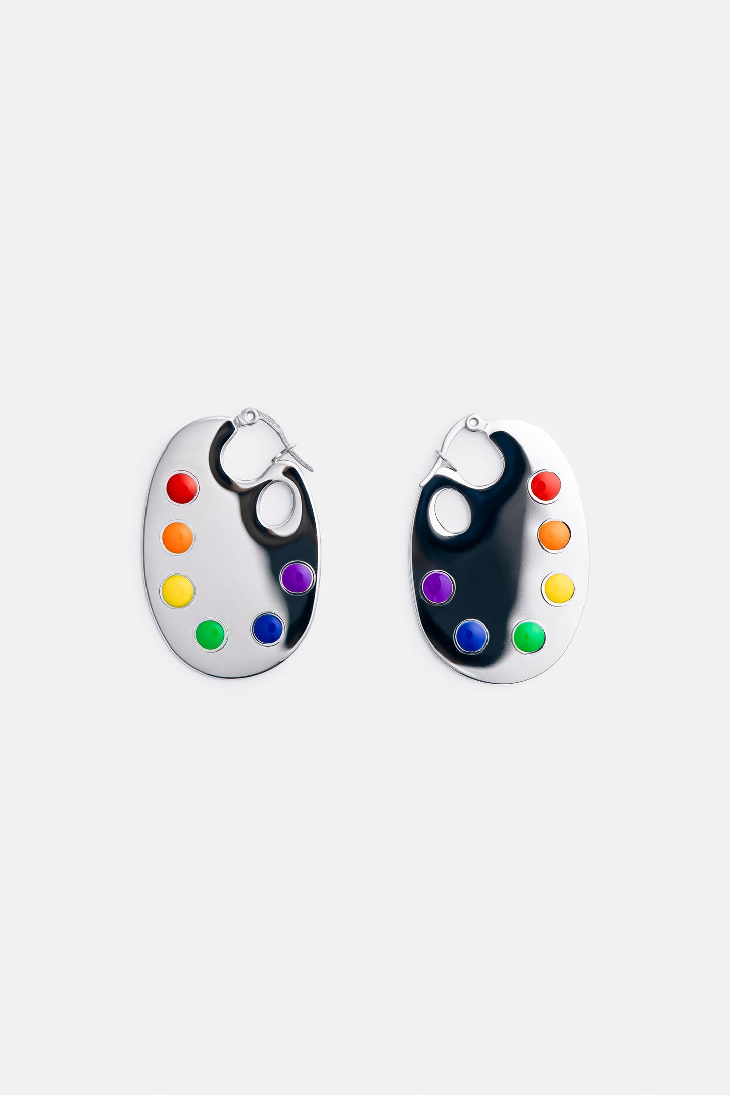 Paint Palette Earrings in Silver