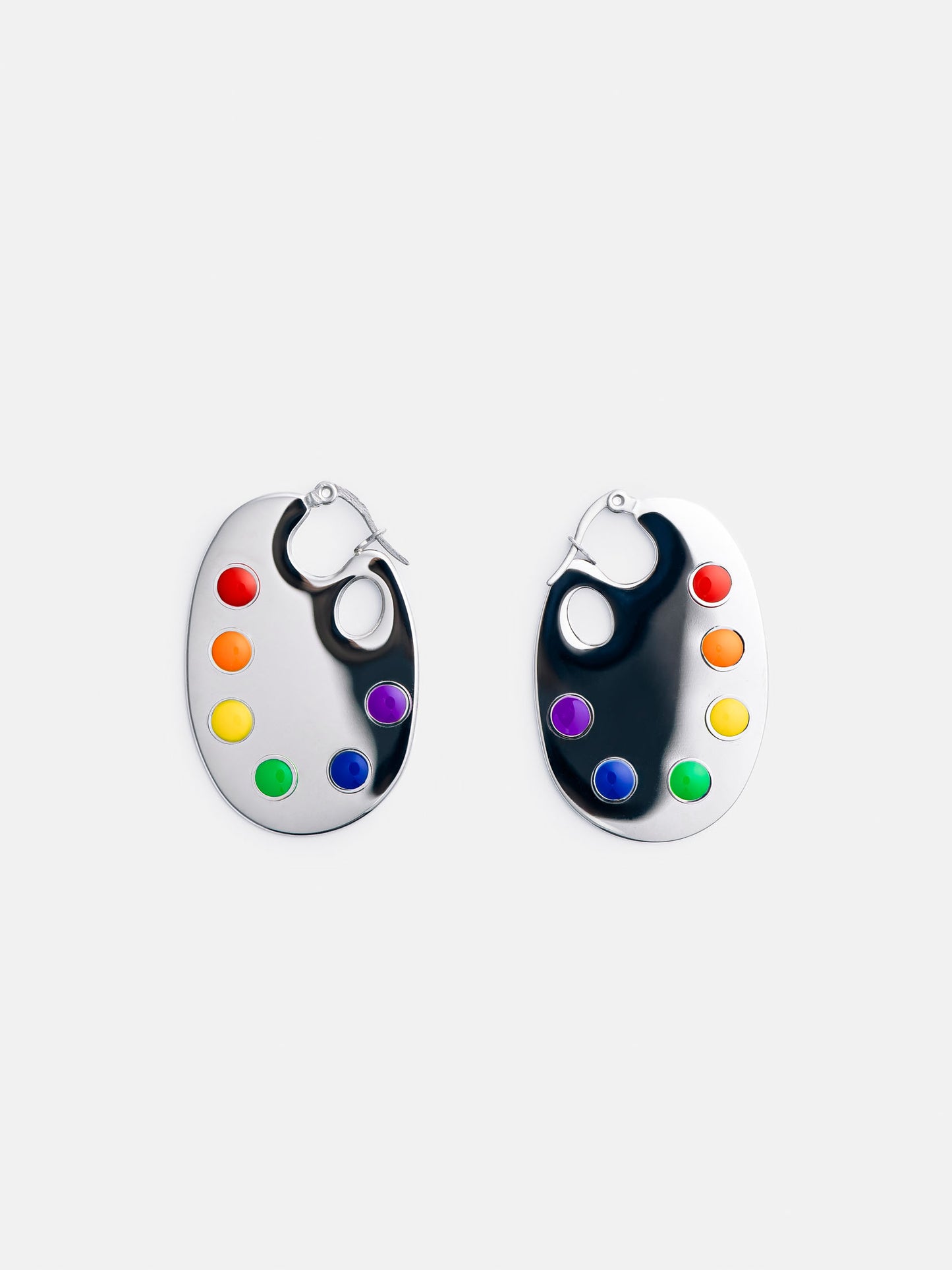 Paint Palette Earrings in Silver