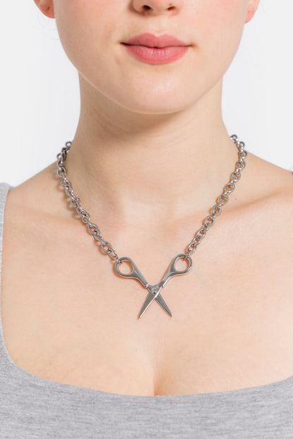 Scissor Necklace in Silver