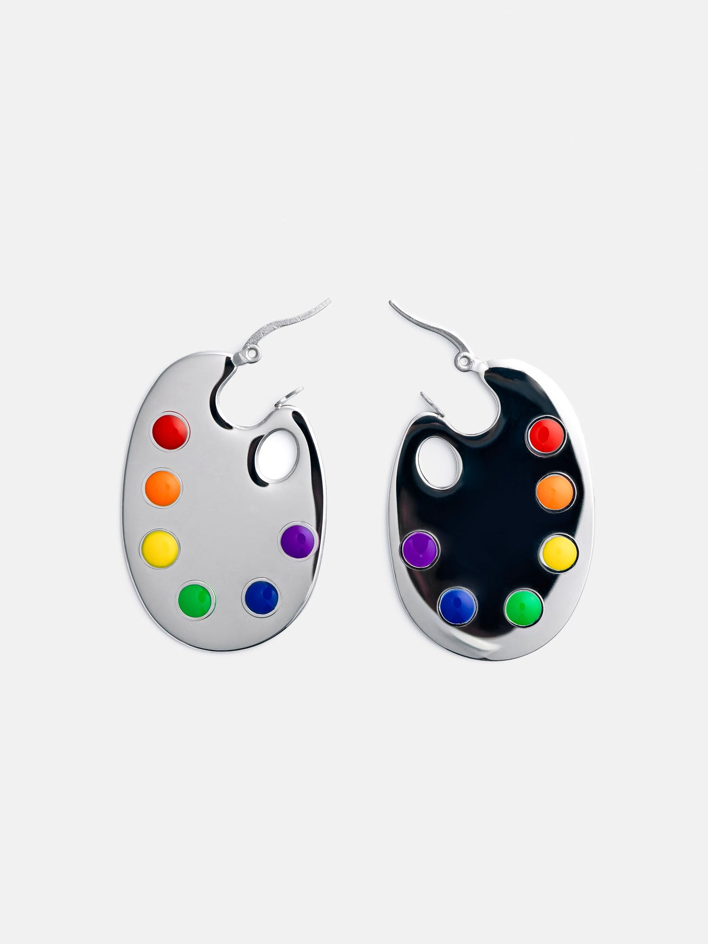 Paint Palette Earrings in Silver
