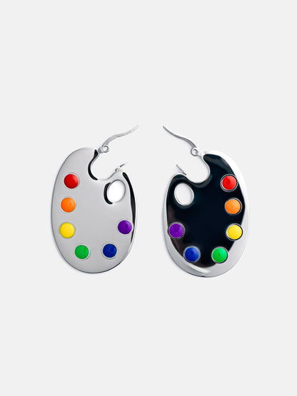 Paint Palette Earrings in Silver