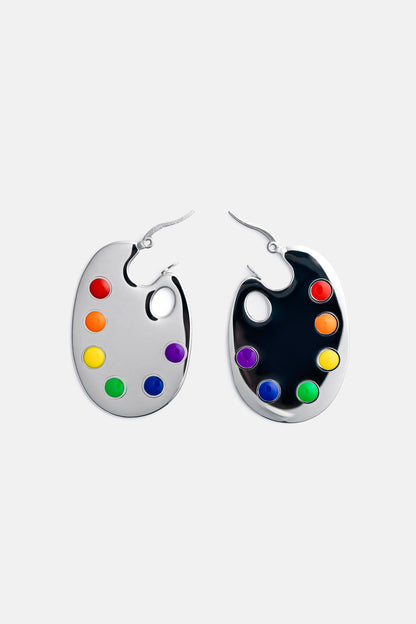 Paint Palette Earrings in Silver