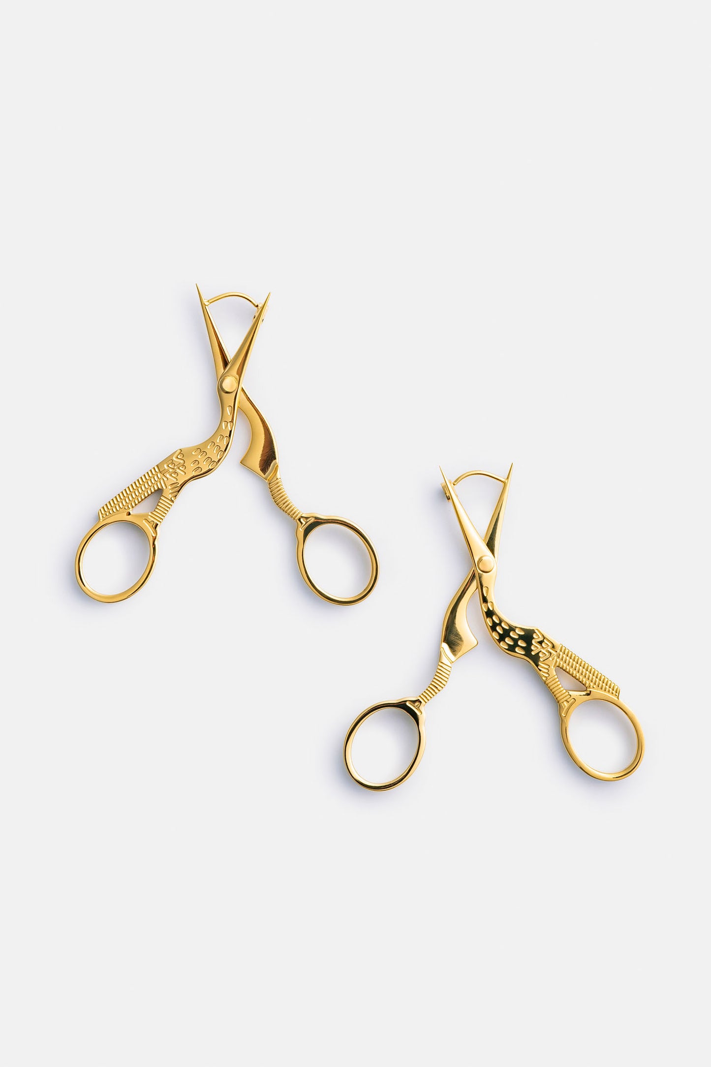 Stork Scissor Earrings in Gold