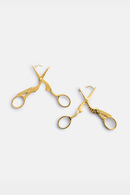 Stork Scissor Earrings in Gold