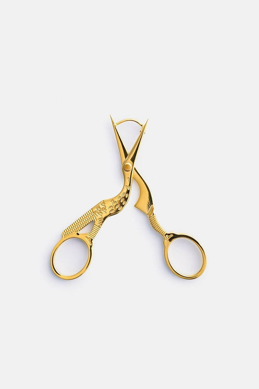 Stork Scissor Earrings in Gold