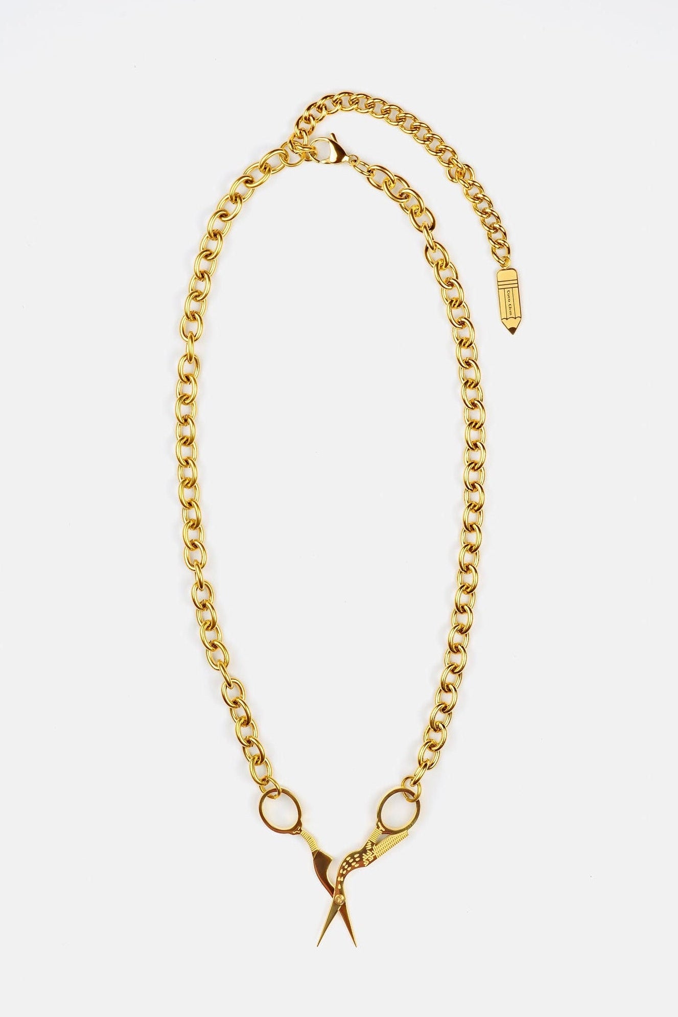 Stork Scissor Necklace in Gold