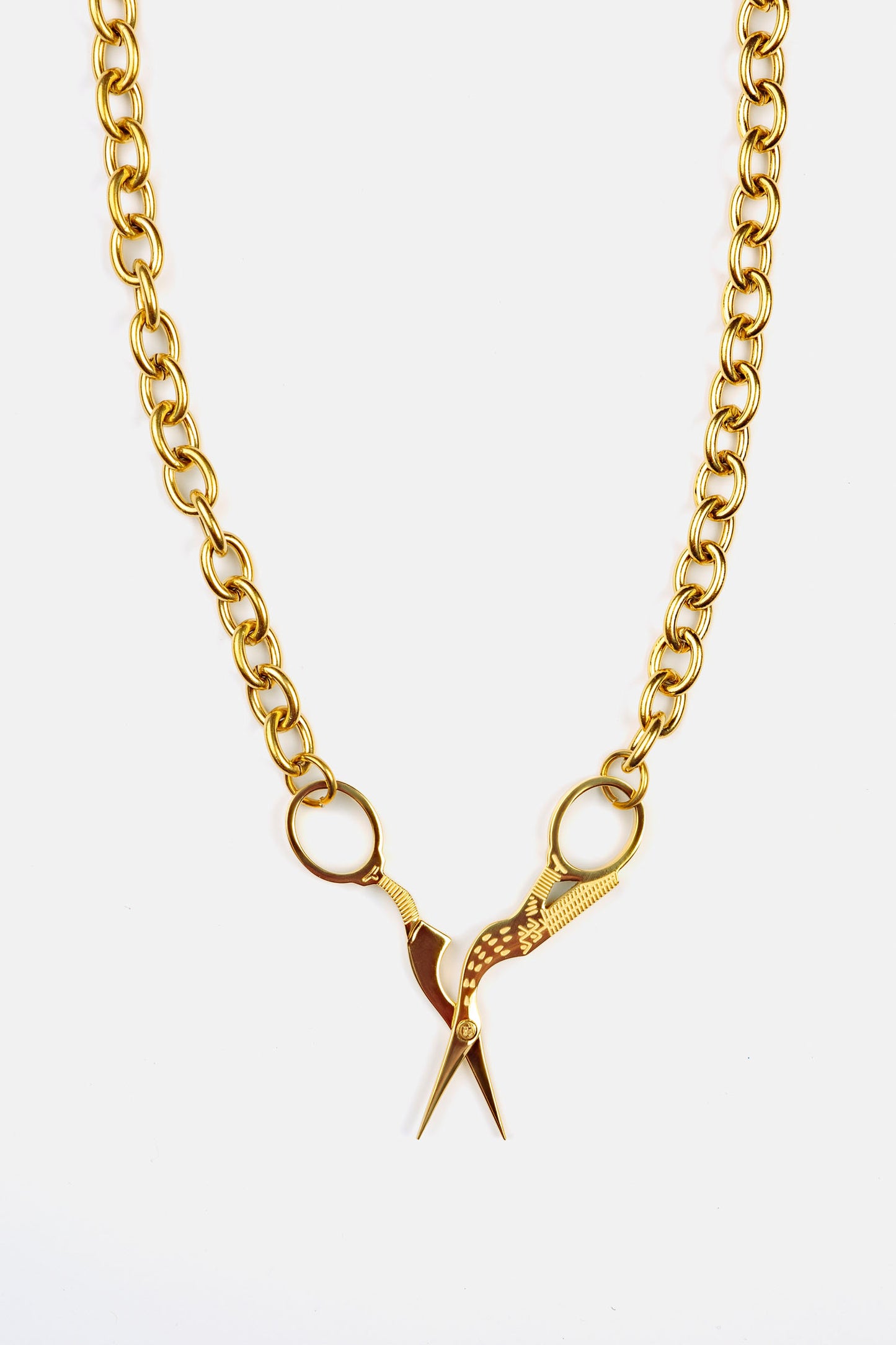 Stork Scissor Necklace in Gold