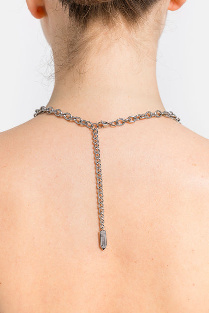 Stork Scissor Necklace in Silver