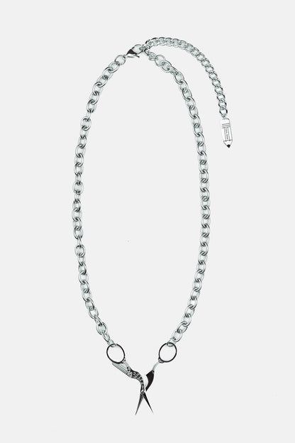 Stork Scissor Necklace in Silver