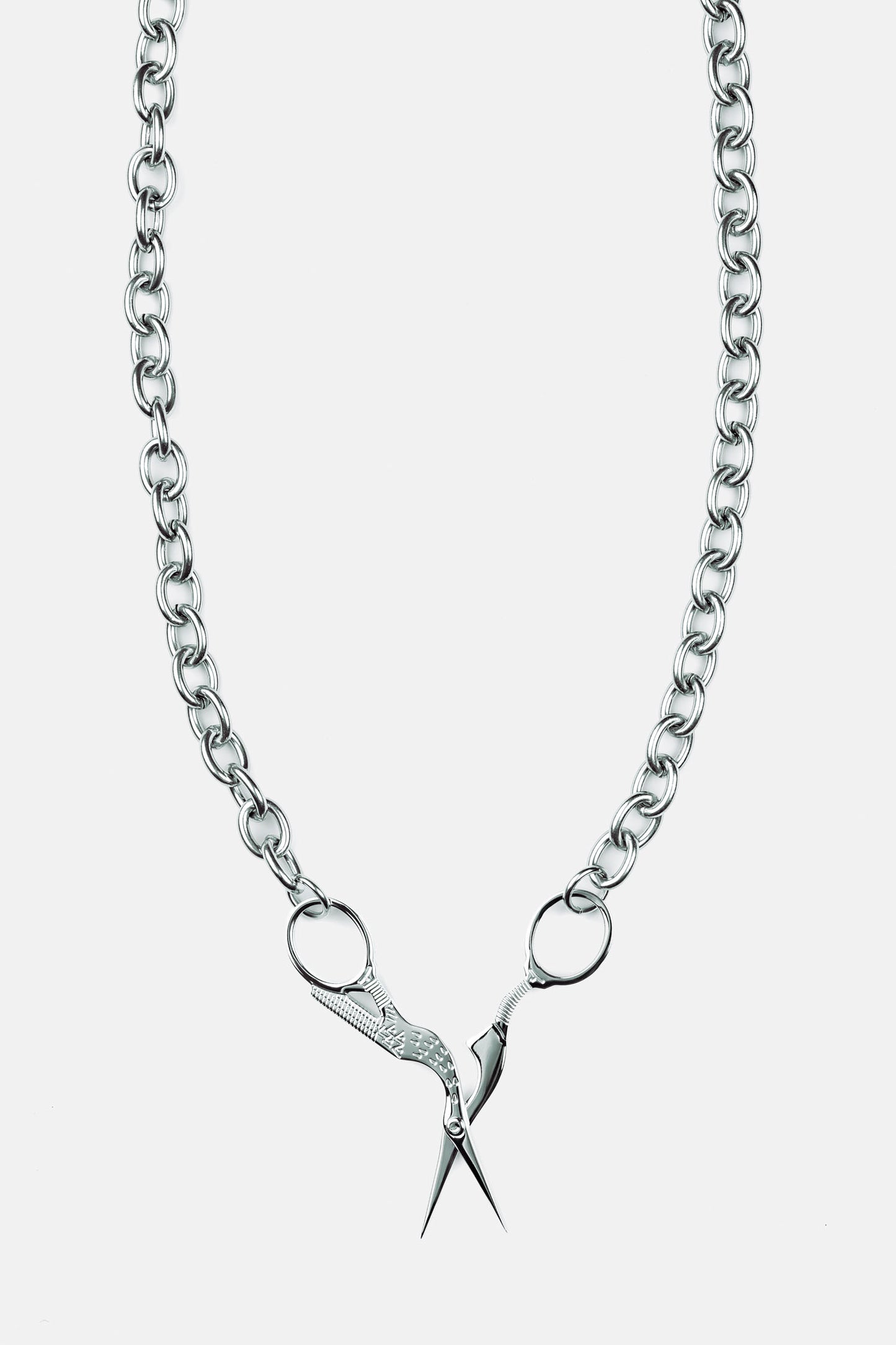Stork Scissor Necklace in Silver