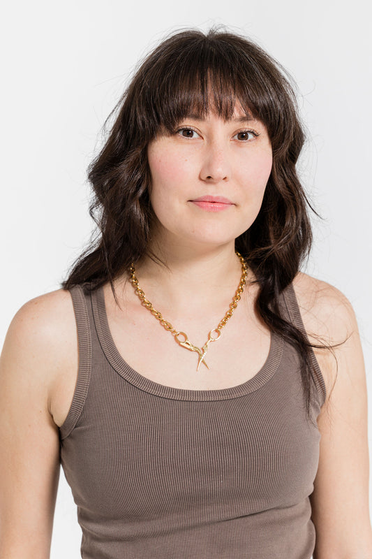 Stork Scissor Necklace in Gold