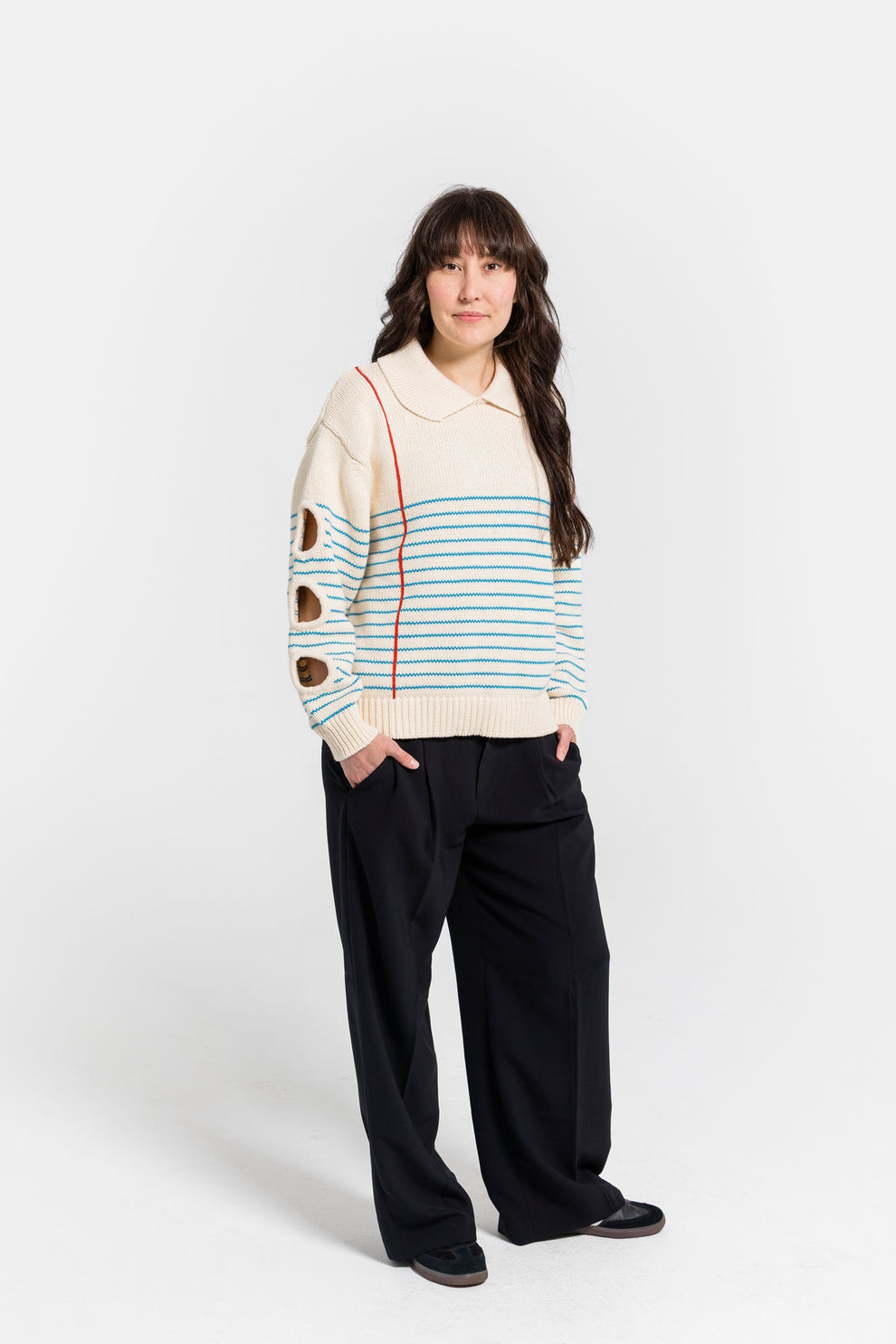 Notebook Paper Sweater – Lined & Three-Hole Punched Cotton Knit – Coco Clem