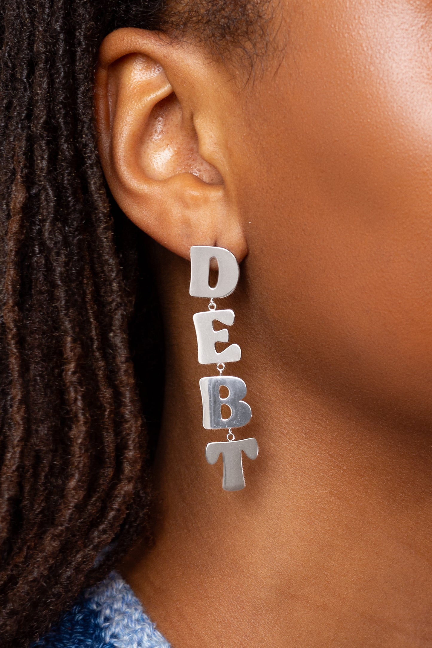Debt Free Earrings in Silver