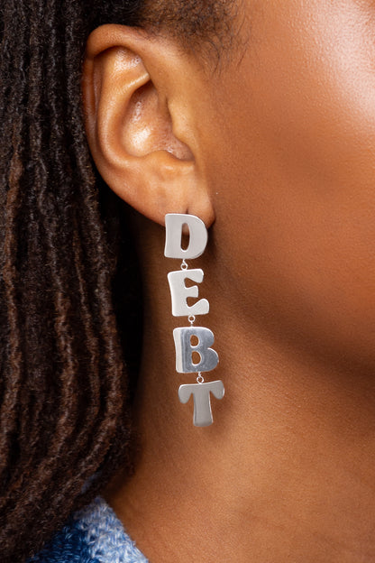 Debt Free Earrings in Silver