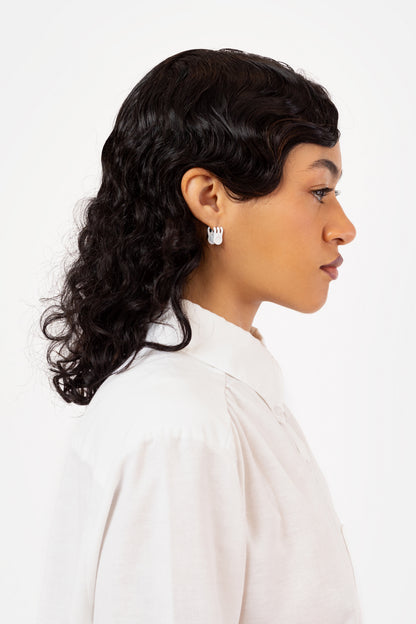 Mini Claw Clip Hoops in Coconut