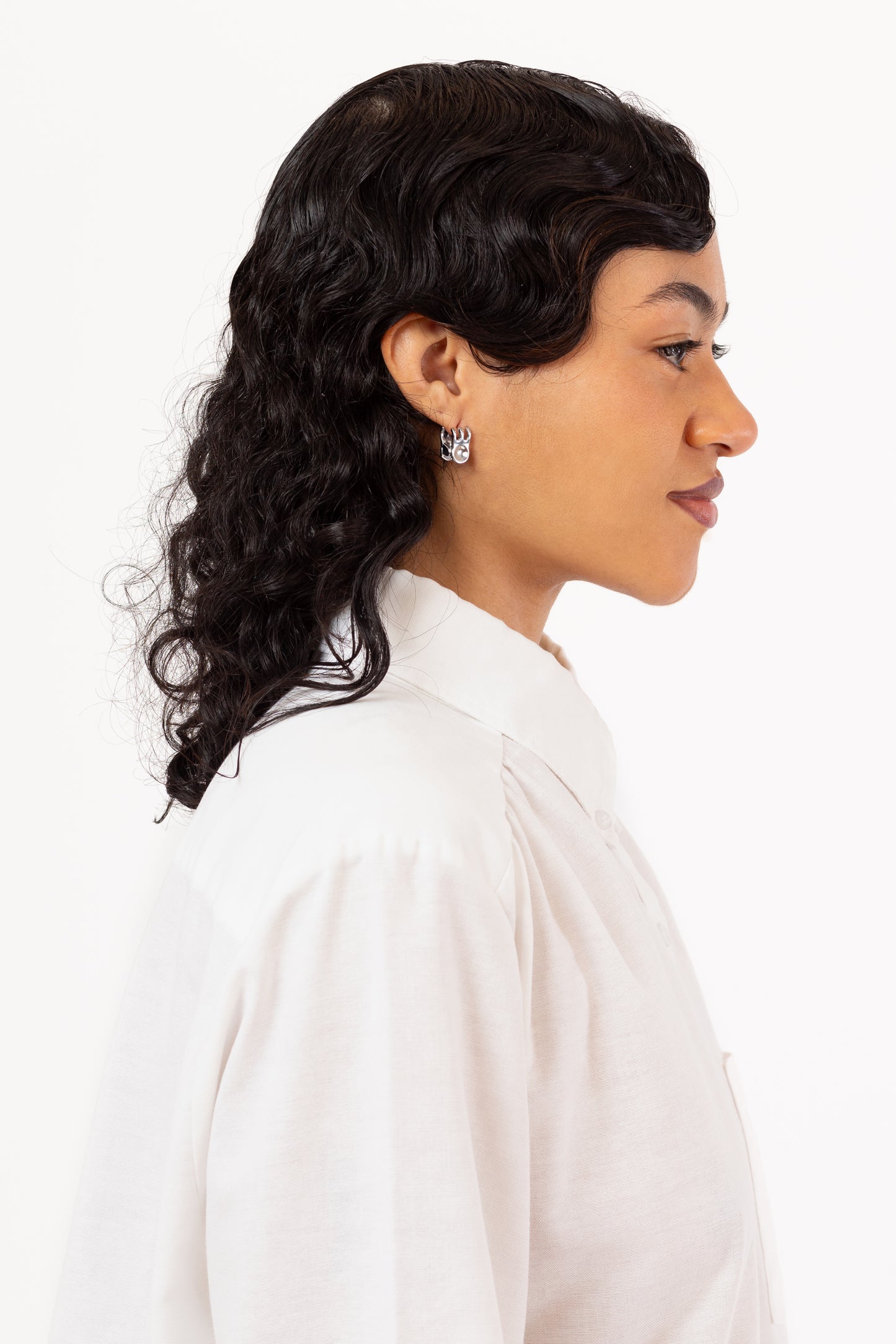 Mini Claw Clip Hoops in Silver