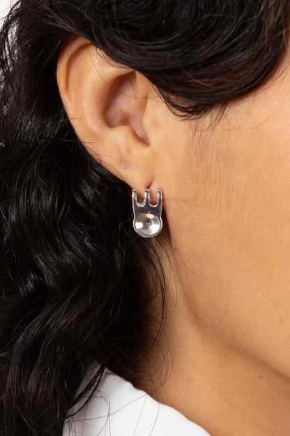 Mini Claw Clip Hoops in Silver