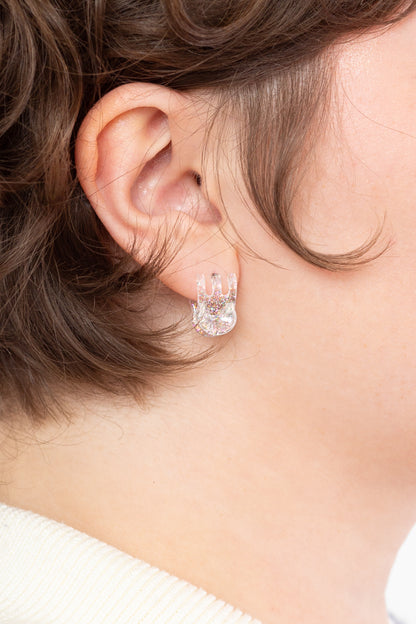 Mini Claw Clip Hoops in Glitter Jelly