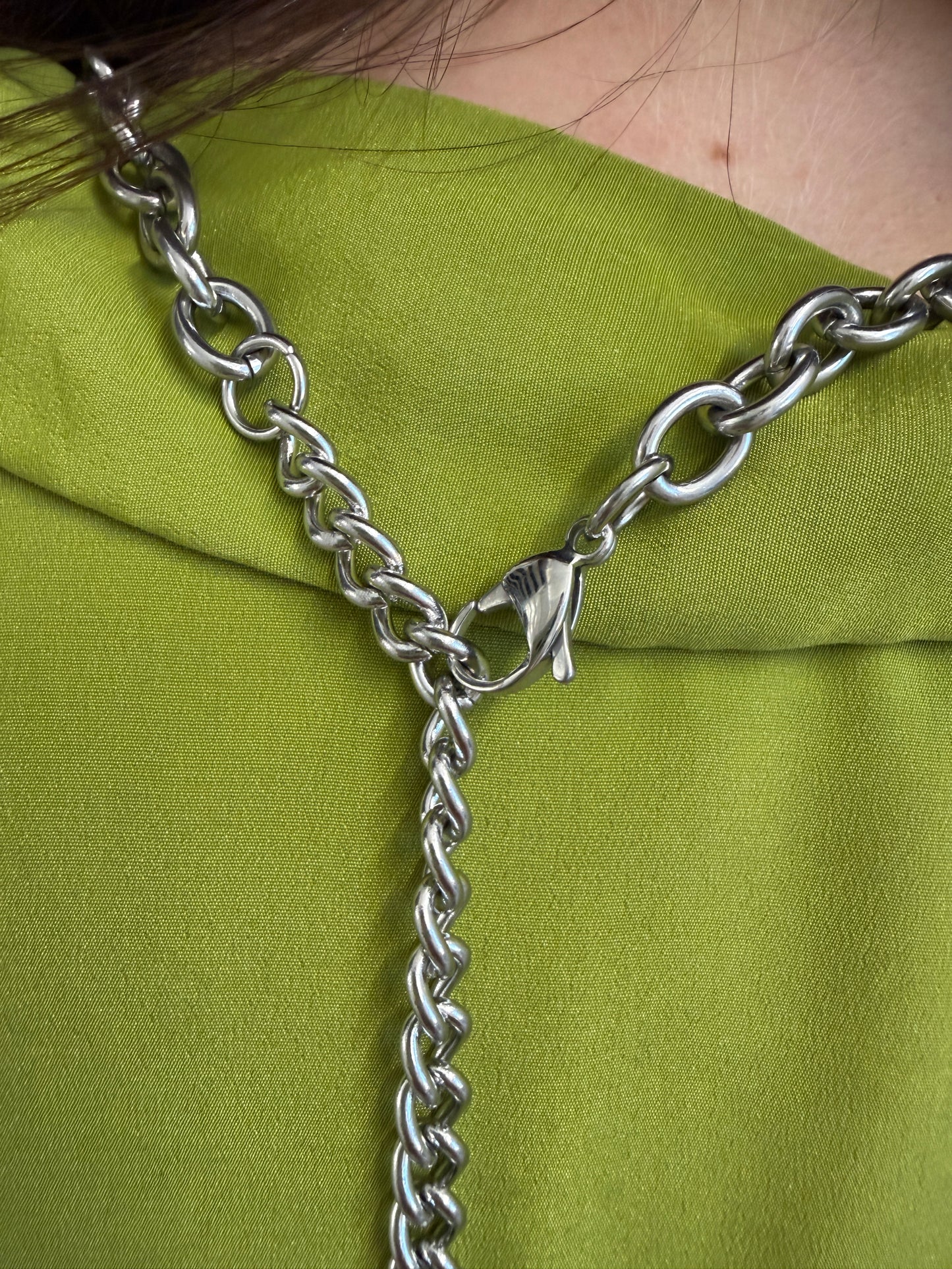 Stork Scissor Necklace in Silver