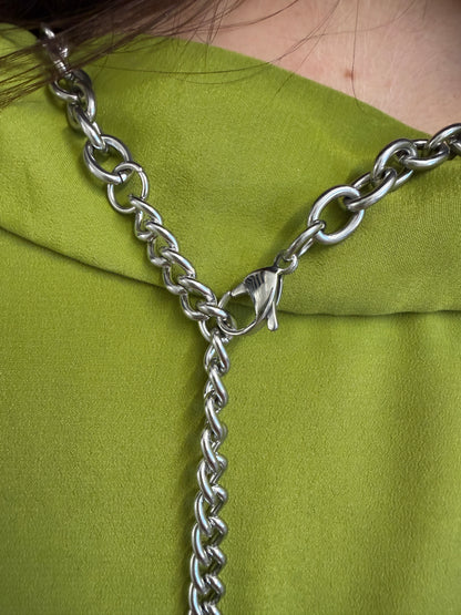 Stork Scissor Necklace in Silver