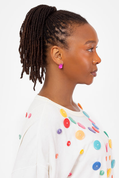 Mini Claw Clip Hoops in Dragon Fruit