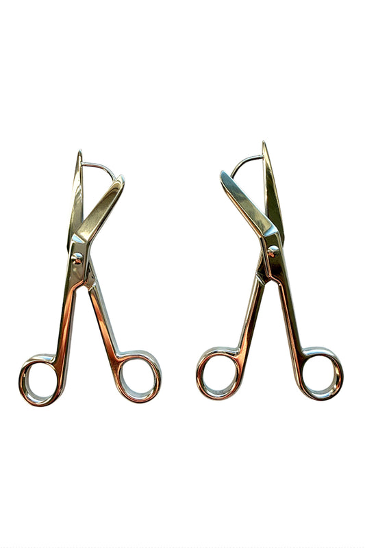 Bandage Scissor Earrings in Silver
