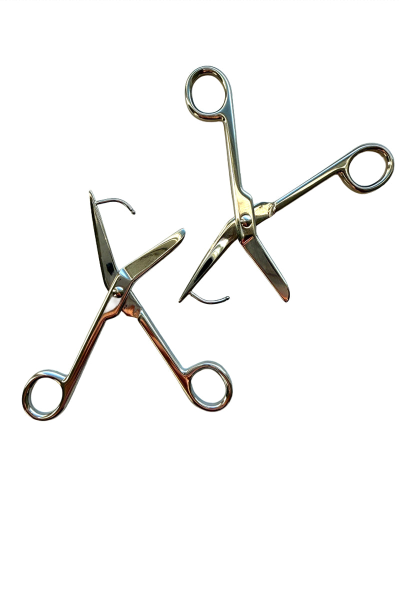 Bandage Scissor Earrings in Silver
