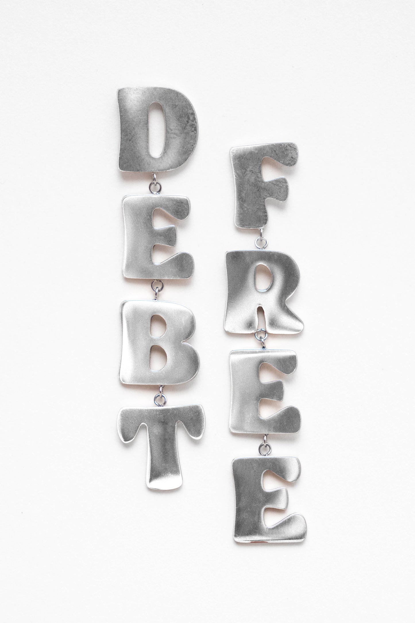 Debt Free Earrings in Silver