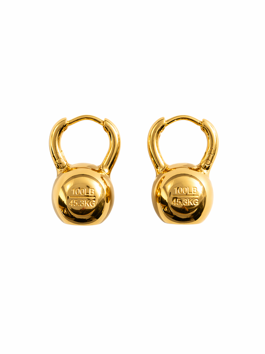 Kettlebell Earrings in Gold