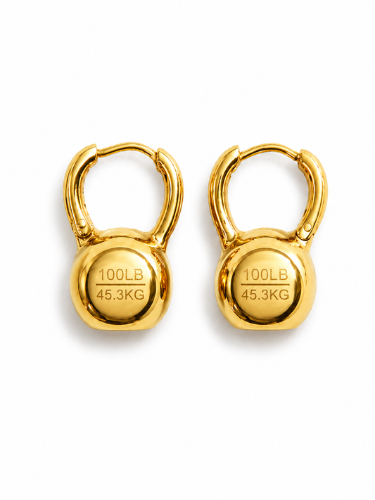 Kettlebell Earrings in Gold
